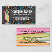 Häkelhaken, bunte Visitenkarten aus Garn Visitenkarte (Vorne/Hinten)