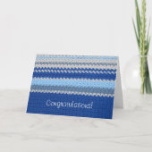 Häkelmuster - Blaue Streifen Karte (Vorderseite)