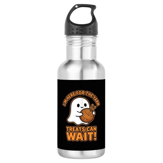 Häkeln Geister Garn Halloween Design Edelstahlflasche (Vorderseite)