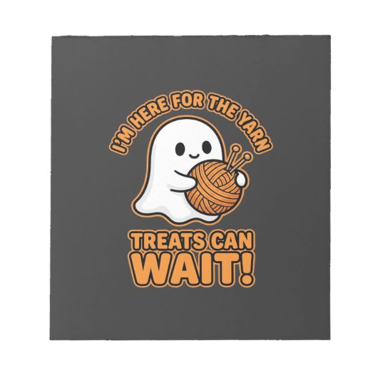 Häkeln Ghost Garn Halloween Design Notizblock (Vorderseite)