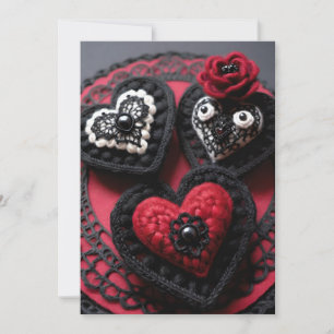 Häkeln gothischer Valentinstag Rot & Schwarze Herz Feiertagskarte