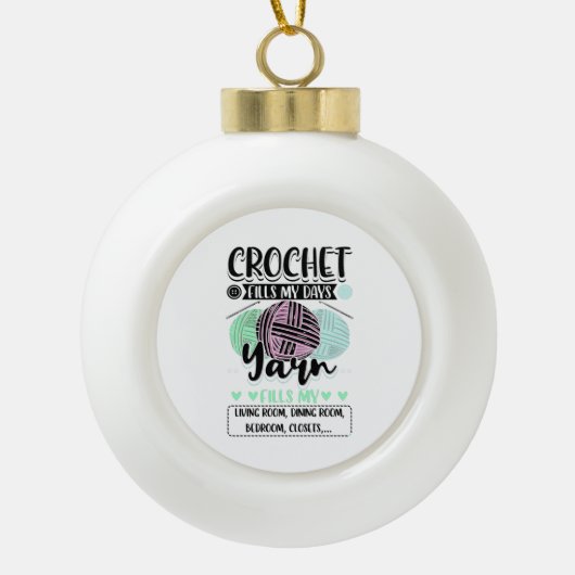 Häkeln - Häkeltische Tage Keramik Kugel-Ornament (Vorderseite)