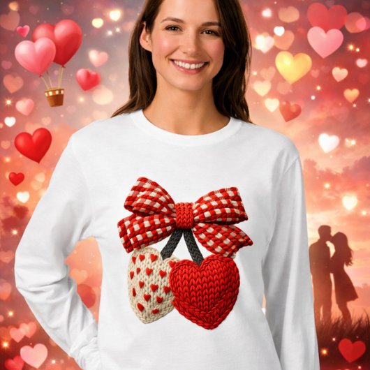 Häkeln Herz Damen T-Shirt