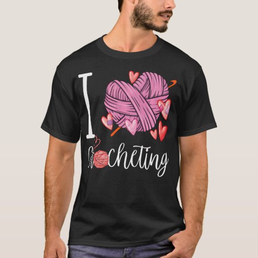 Häkeln Herz Ich Liebe T-Shirt (Vorderseite)