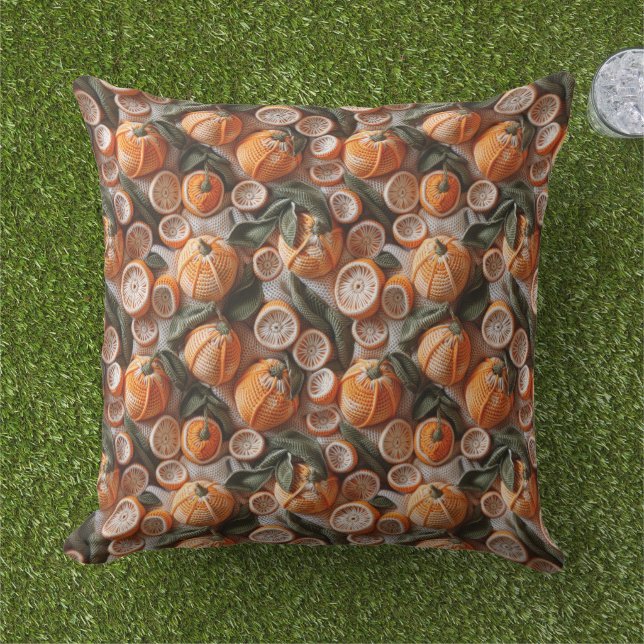Häkeln Orangen Zitrusfrucht  Kissen (Gras)