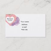 Häkeln Sie Geschäfts-Karte mit Garnen und Herz Visitenkarte (Rückseite)