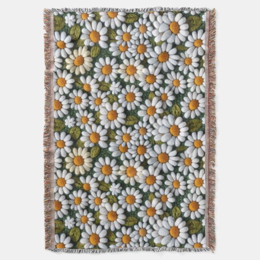 Häkeln Sie weiße Gänseblümchen Frühlingswildblumen Decke (Vorderseite Vertikal)