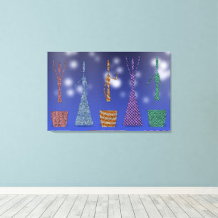 Häkelnde Frauen tanzen Silloute-Muster  Leinwanddruck