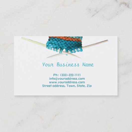 Häkelndes u. strickendes Türkis-Blau Visitenkarte (Rückseite)
