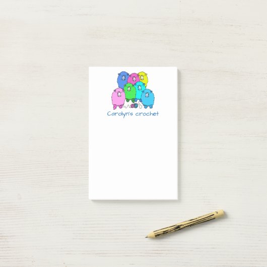 Häkeltafeln. Personalisierte Schafe und Garne Post-it Klebezettel (Auf Schreibtisch)