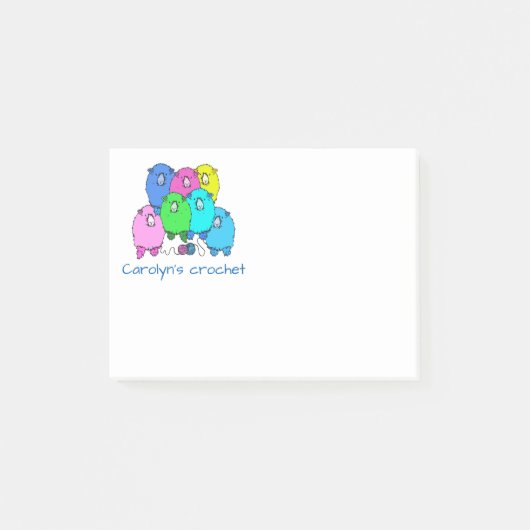 Häkeltafeln. Personalisierte Schafe und Garne Post-it Klebezettel (Vorderseite)