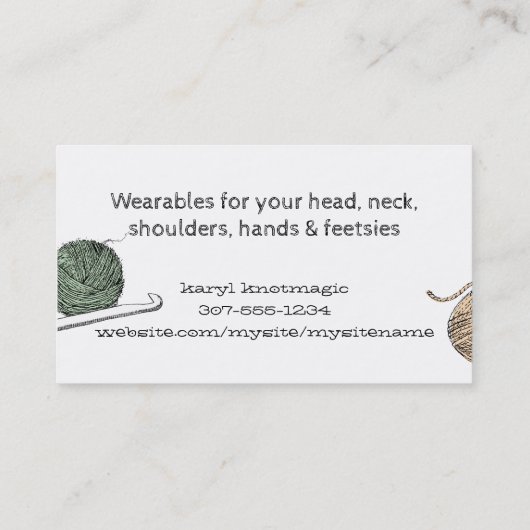 Haken aus handgezwirntem Kammhahn Visitenkarte (Rückseite)