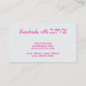 Haken aus Silbergarn, handgefertigt mit Liebe pink Visitenkarte (Rückseite)