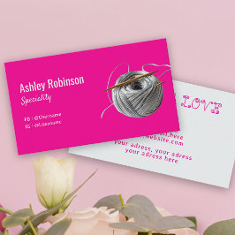 Haken aus Silbergarn, handgefertigt mit Liebe pink Visitenkarte