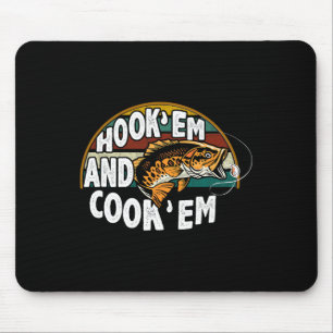 Haken Sie Sie Kochen Sie Angelfreund Vintage-Fisch Mousepad