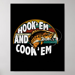 Haken Sie Sie Kochen Sie Angelfreund Vintage-Fisch Poster
