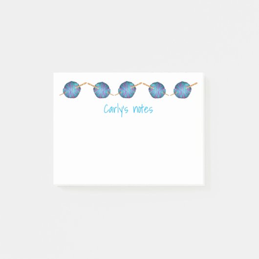 Haken und Ball aus Garn, mit Ihrem Namen Post-it Klebezettel (Vorderseite)