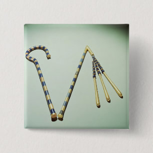 Haken und Dreschflegel, vom Grab von Tutankhamun Button