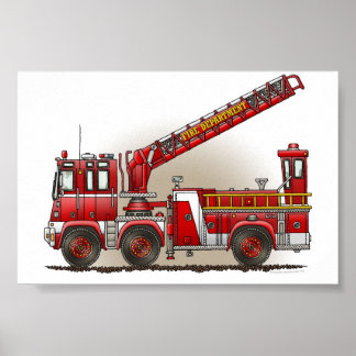 Haken- und Ladenfeuerwagen Poster