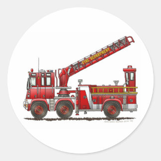 Haken- und Ladenfeuerwagen Runder Aufkleber