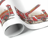 Haken-und Leiter-Löschfahrzeug Geschenkpapier (Rolleneckpunkt)