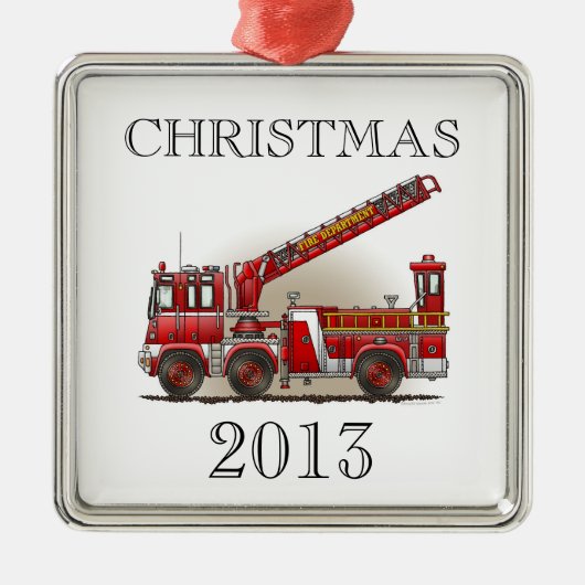 Haken-und Leiter-Löschfahrzeug Silbernes Ornament (Vorne)