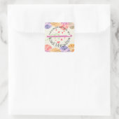 Hakenherzen, handgefertigt mit Liebe Quadratischer Aufkleber (Tasche)