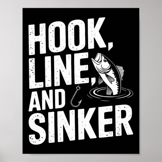Hakenleine und Sinkerspass für Angelfreunde Poster (Vorne)