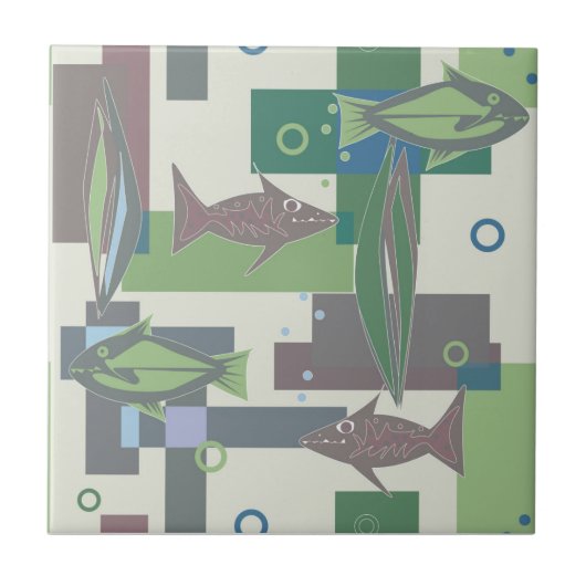 Hakki Ziergegend mit Fisch. Fliese (Vorderseite)