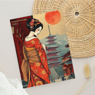 Hakone Japan maiko geisha Vintag Retro Postcard Postkarte