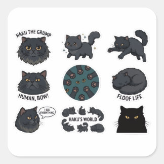 Haku Das Mürrische Schwarze Katzen Sticker Pack