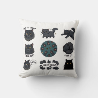 Haku Das Mürrische Schwarze Katzen Sticker Pack Kissen