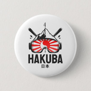 Haku Japan Skigebiet Retro Skifahren Button