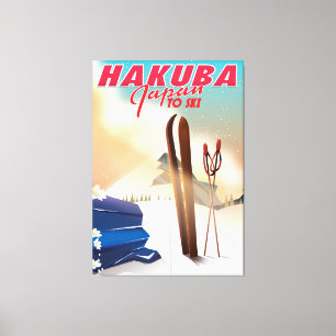 Hakuba Japanisches Reiseplakat. Leinwanddruck