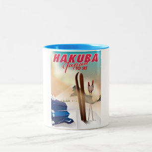 Hakuba Japanisches Reiseplakat. Zweifarbige Tasse