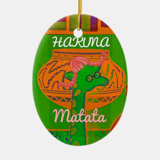 Hakuna Giraffe Art Print Keramikornament (Vorne)