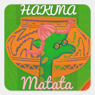 Hakuna Giraffe Kunstprint Quadratischer Aufkleber