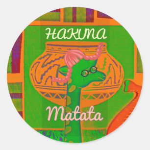 Hakuna Giraffe Kunstprint Runder Aufkleber