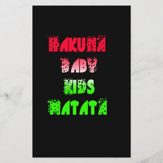 Hakuna Matata Baby Kinder Geschenke phantastische Briefpapier (Vorderseite)