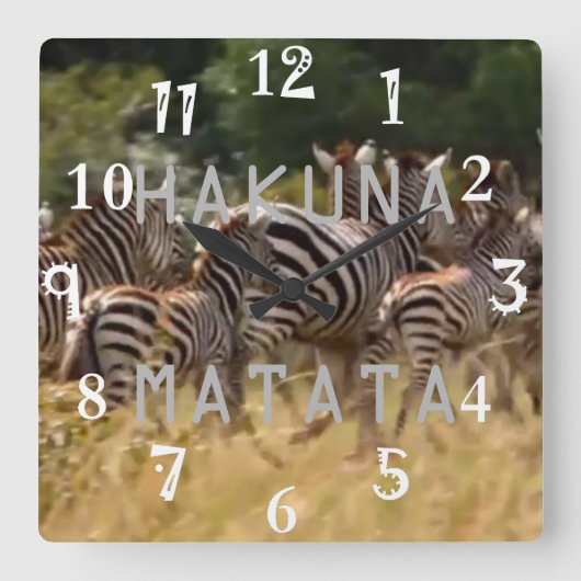 Hakuna Matata coole wild lebende Tiere Quadratische Wanduhr (Vorderseite)