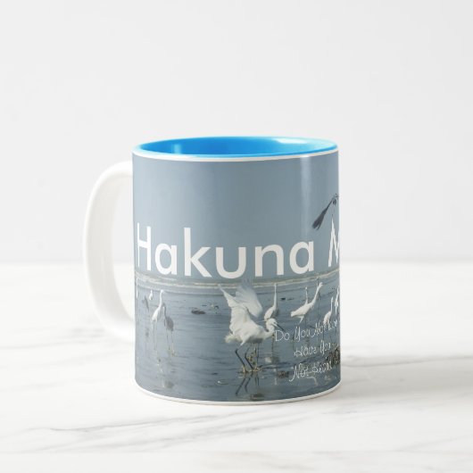 Hakuna Matata Flying Birds Design Inspiriert Zweifarbige Tasse (Vorderseite Links)