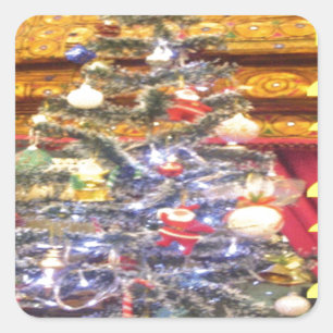 Hakuna Matata Frohe Weihnachten & ein glückliches  Quadratischer Aufkleber