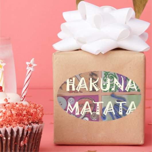 Hakuna Matata Handzeichen Kunst drucken Ovaler Aufkleber (Party)