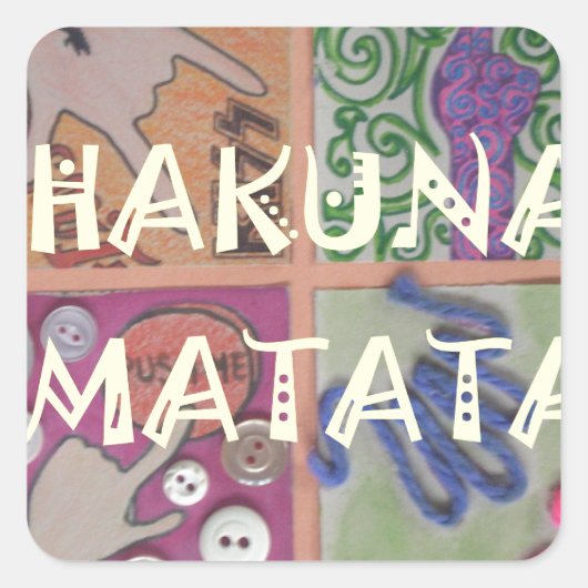 Hakuna Matata Handzeichen Kunst drucken Quadratischer Aufkleber (Vorderseite)