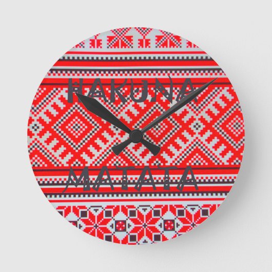 Hakuna Matata - Keine Sorge Swahili Art Collection Runde Wanduhr (Vorderseite)