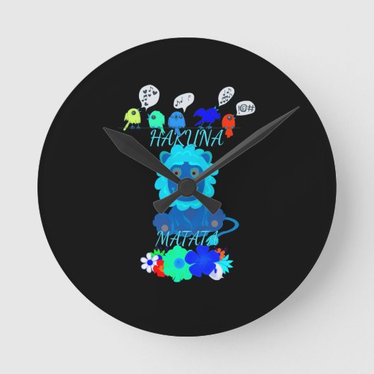 Hakuna Matata Lion Art Print Runde Wanduhr (Vorderseite)