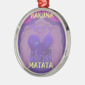 Hakuna Matata Merry Christmas Liebe Design.jpg Silbernes Ornament (Links)