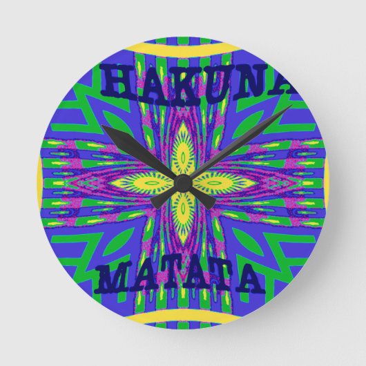 Hakuna matata Mombasa Kanga Runde Wanduhr (Vorderseite)