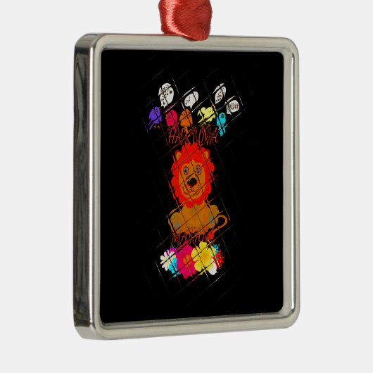 Hakuna Matata niedliches Baby-Löwe-Königsdesign Silbernes Ornament (Rechts)