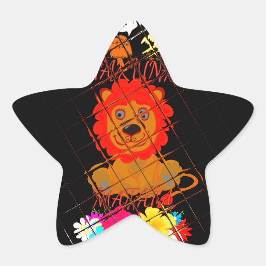 Hakuna Matata niedliches Baby-Löwe-Königsdesign Stern-Aufkleber (Vorderseite)